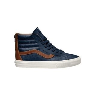 VANS SK8 Hi Reissue Zip Leather Perf Dress Blues Skate Shoes Size 9